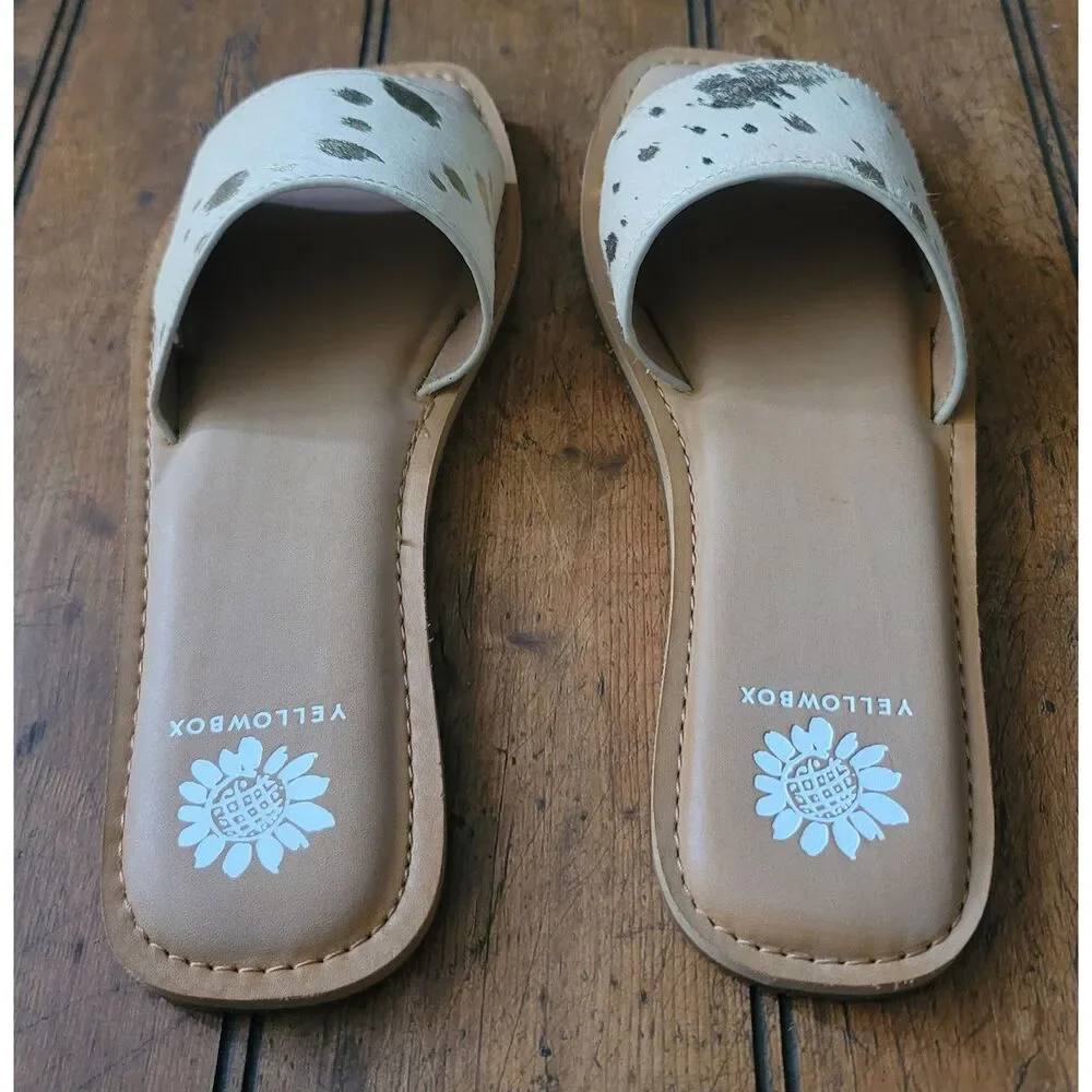 Yellow Box Dariah Gold Leather Slip-On Sandals- Size 8 - Picture 3 of 5